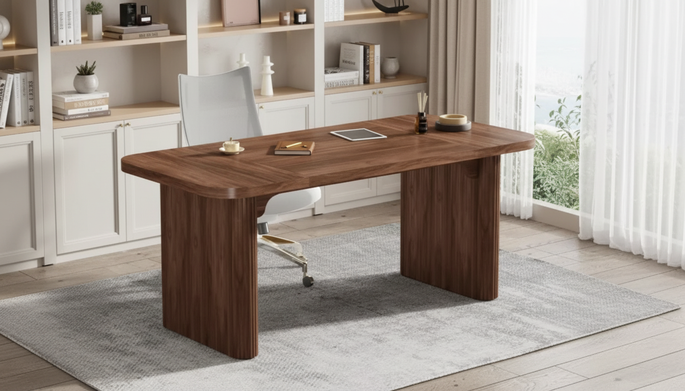 62-Inch Executive Desk: Double Pedestal, Wood Top