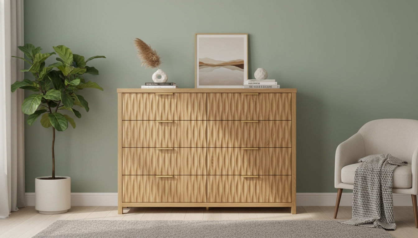 Modern Fluted 8-Drawer Dresser: Texture Meets Storage