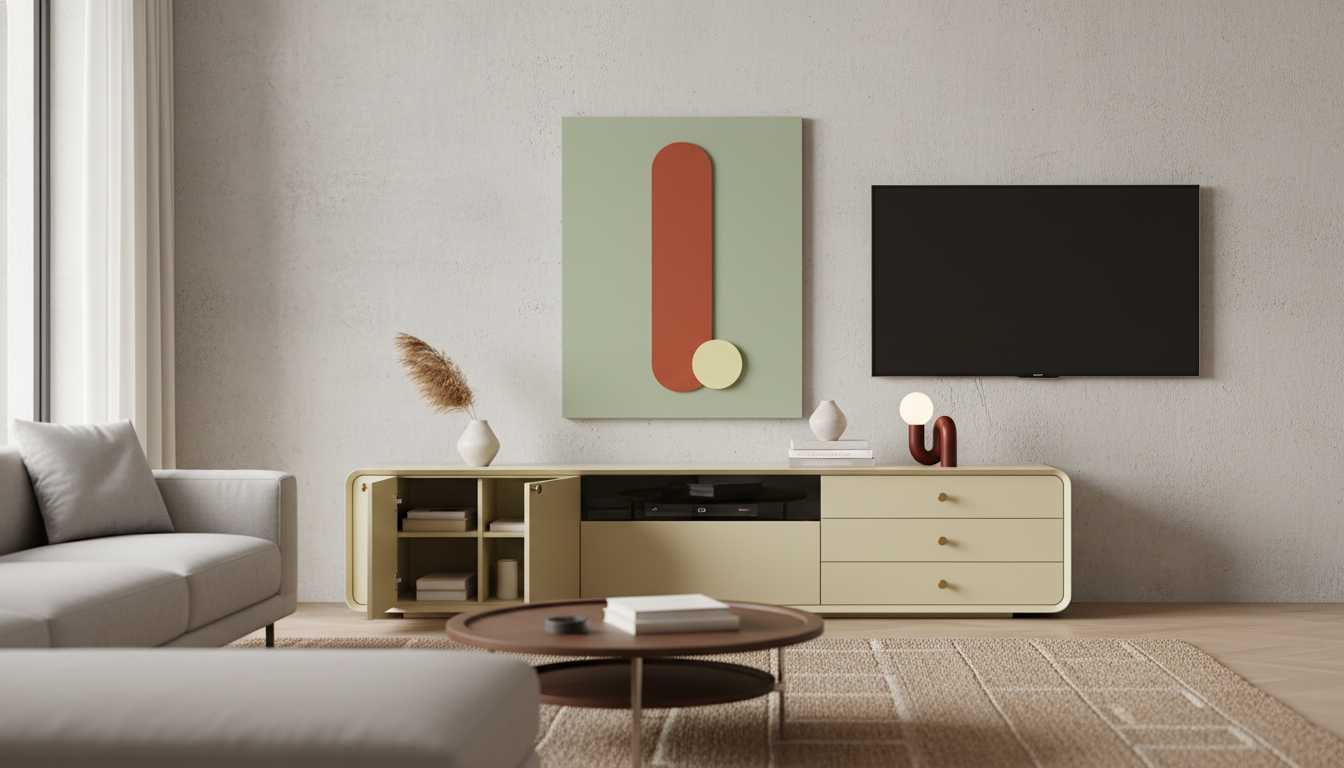 Modern Luxury Living Room Cabinet: Hidden Storage Style