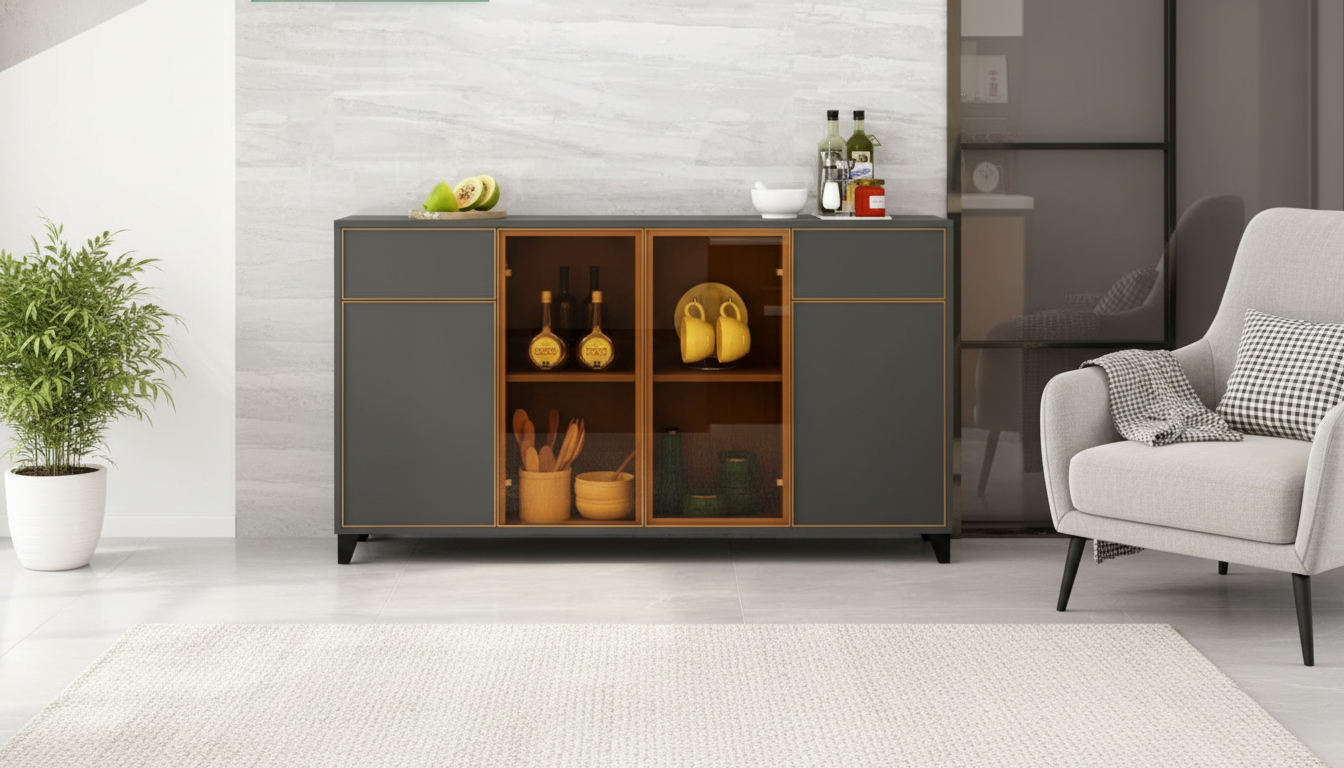Nordic Glass Display Sideboard: Quiet Luxury Storage