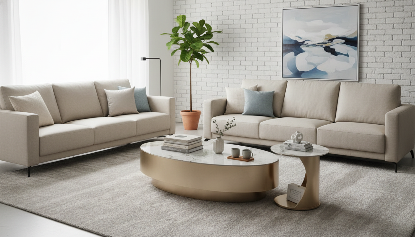 Oval Marble Coffee Table for Nordic Minimalist Living