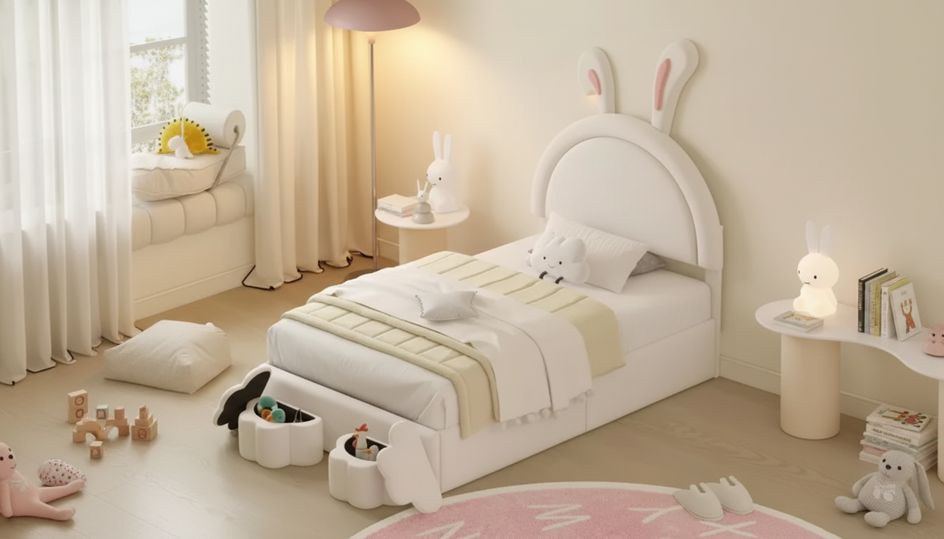 Velvet Rabbit Twin Bed Frame with Storage Stools Guide